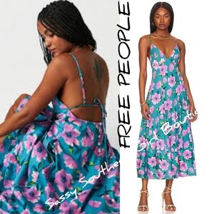 🆕⭐ Free People teal floral midi dress